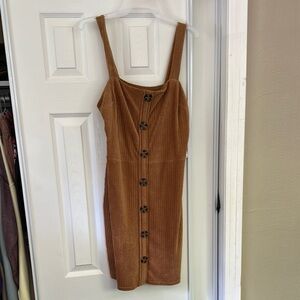 Brown Corduroy Button-Down Dress